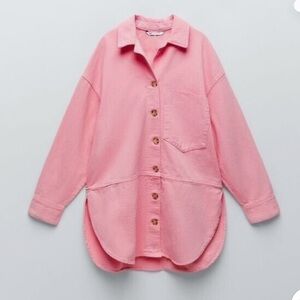 Zara oversized pink denim shacket